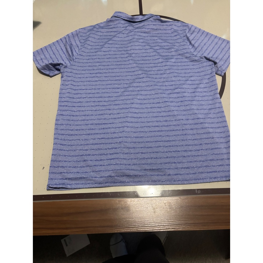 Nike Dri-FIT Mens XL Blue Striped Polo Shirt Purple Bear Mascot Logo Golf Top - Picture 6 of 6